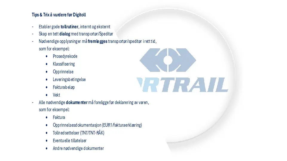 Tips og Trix å vurdere før Digitoll
